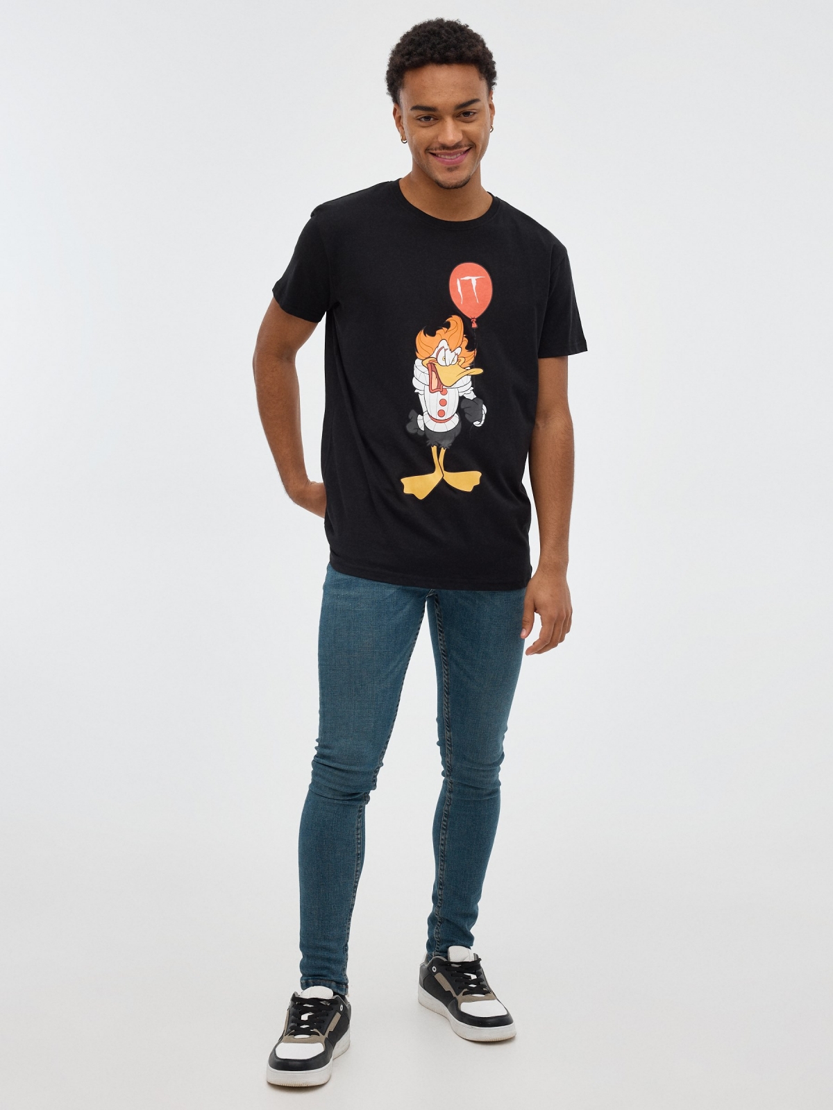 T-shirt  Warner preto vista geral frontal