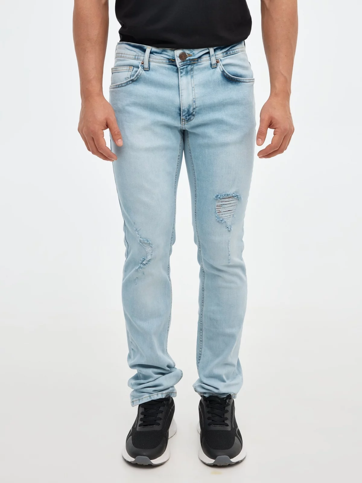 Jeans regular denim rotos azul vista media frontal