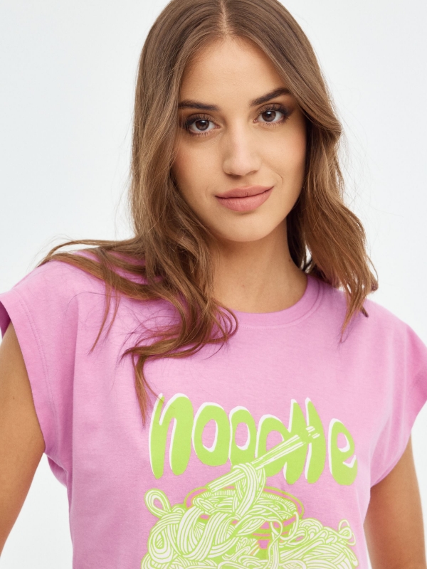 Camiseta sin mangas Noodle magenta vista detalle