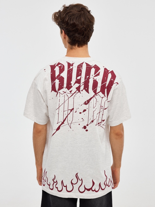 Camiseta oversized fire gris vista media trasera