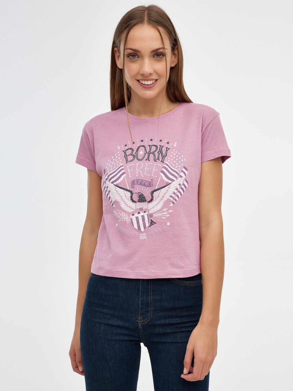 Camiseta Born Free morado vista media frontal