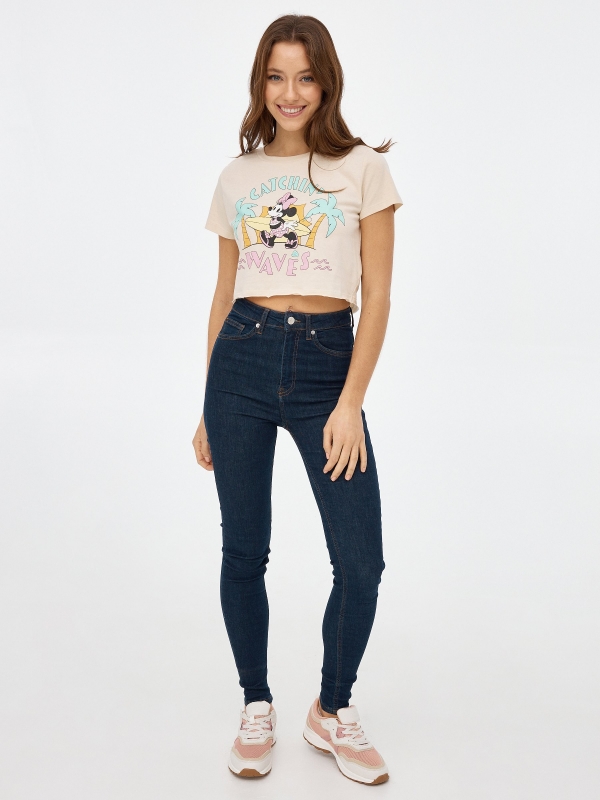 Minnie print t-shirt sand front view