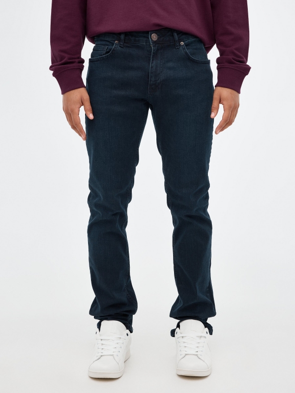 Dark blue regular jeans dark blue middle front view