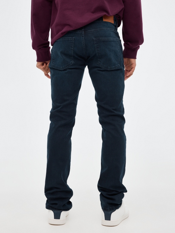 Dark blue regular jeans dark blue middle back view