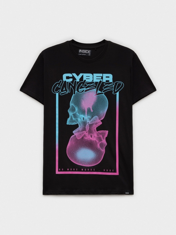  T-shirt com crânio impresso preto