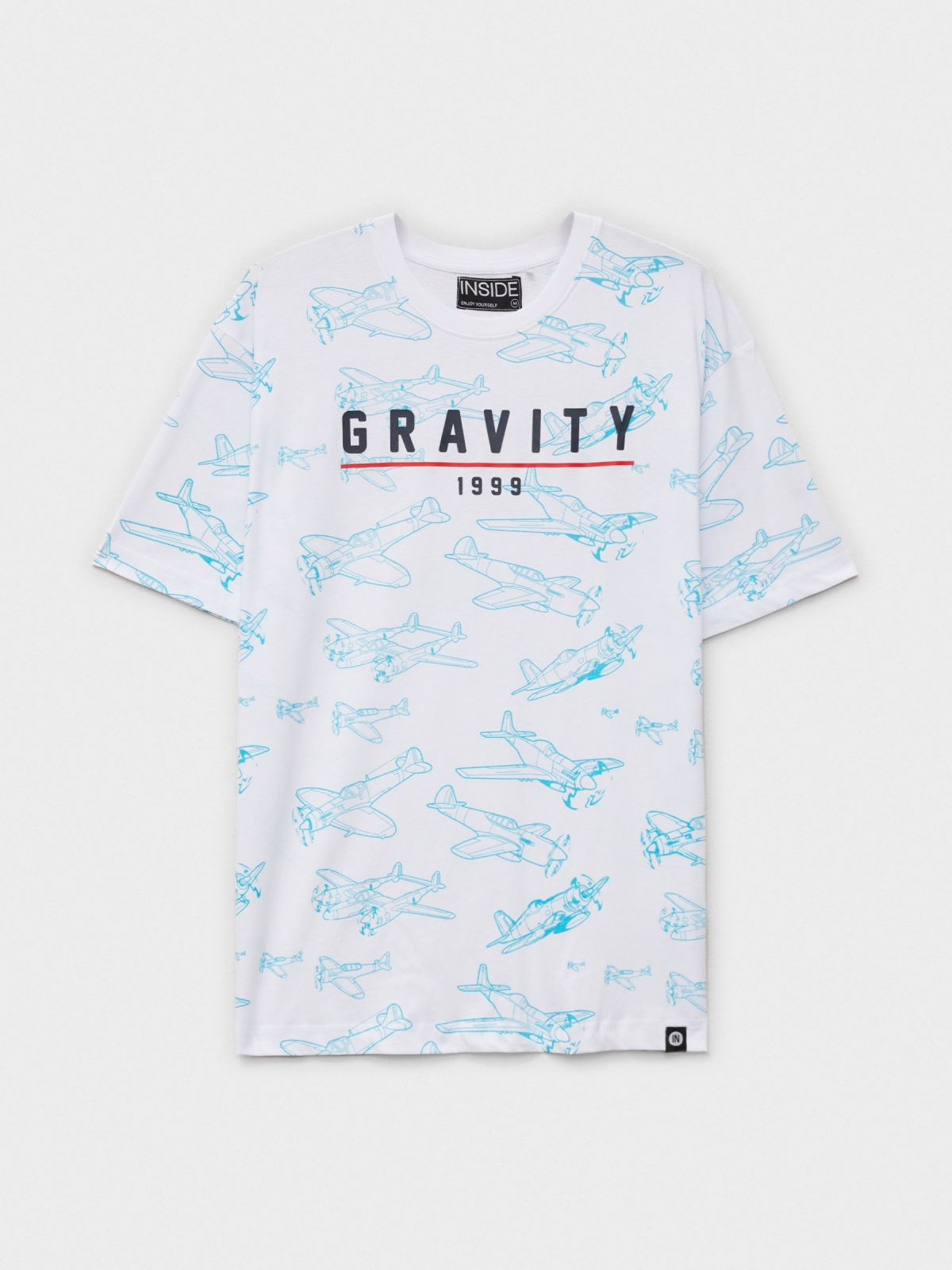  Camiseta estampado aviones blanco