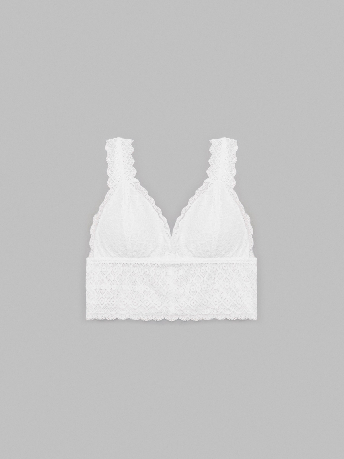 Bralette blanco de encaje blanco vista media trasera