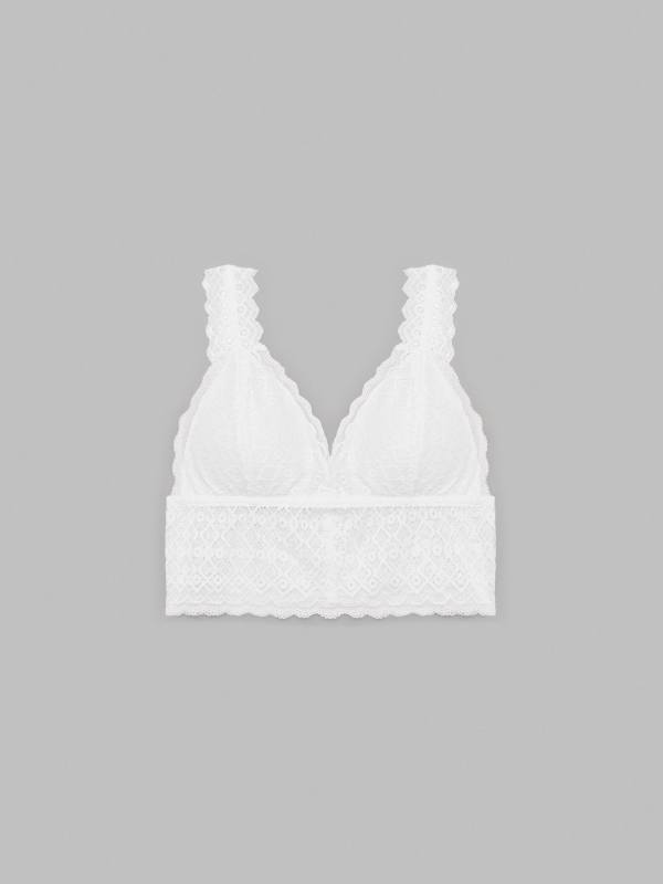 White lace bralette white middle back view