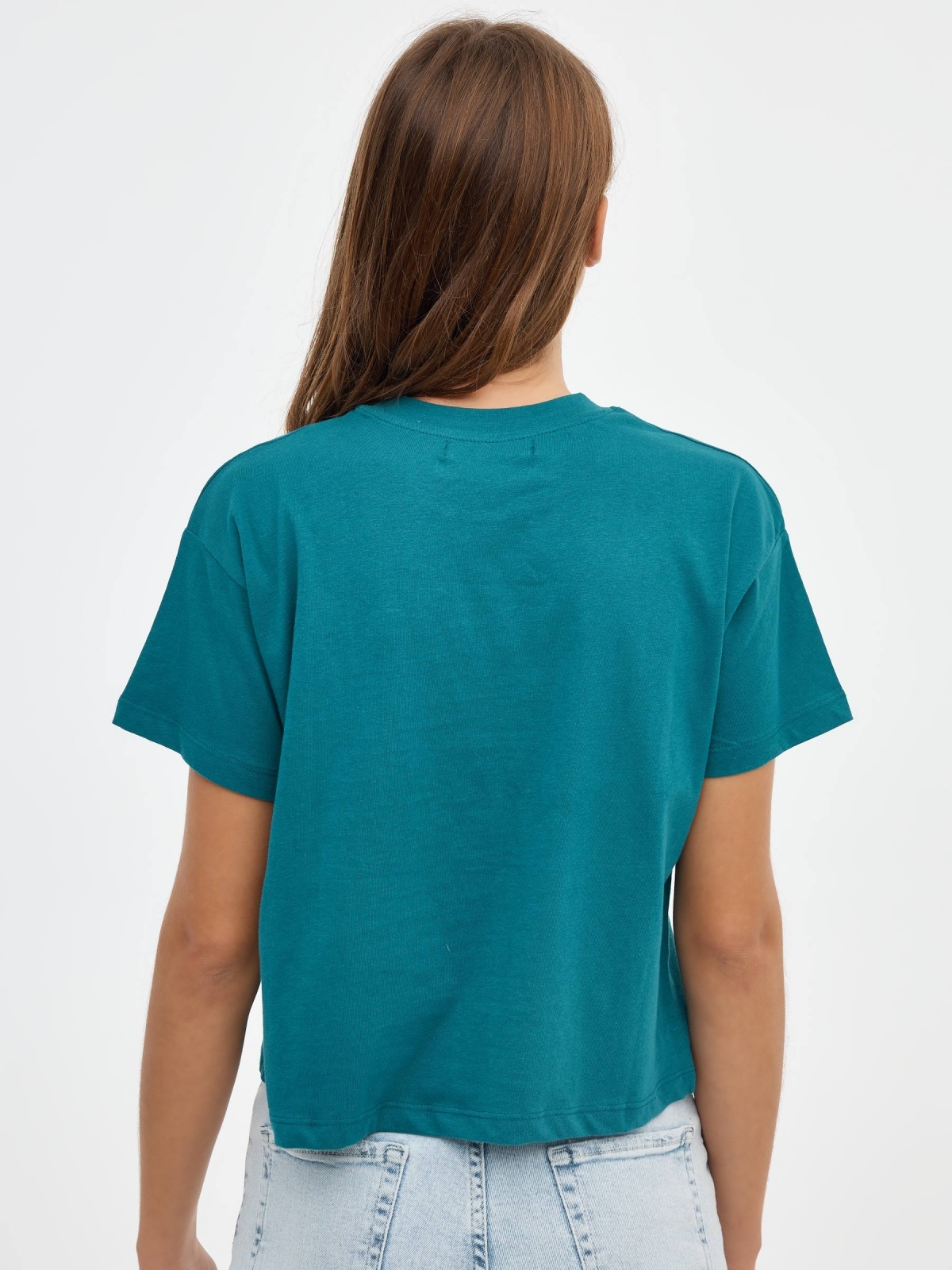 Camiseta crop Oregon 25 esmeralda vista media trasera