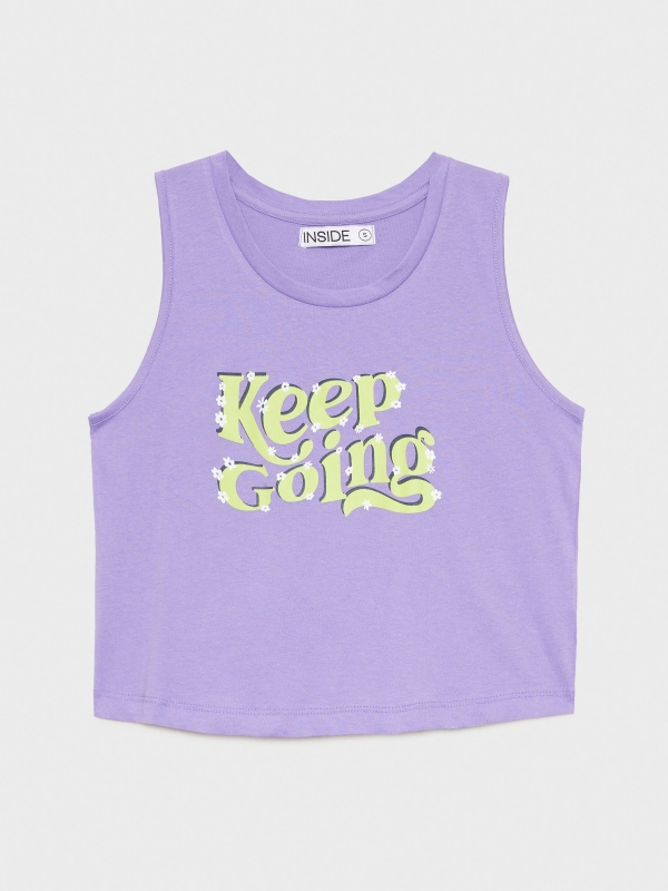  Camiseta crop Keep Going lila