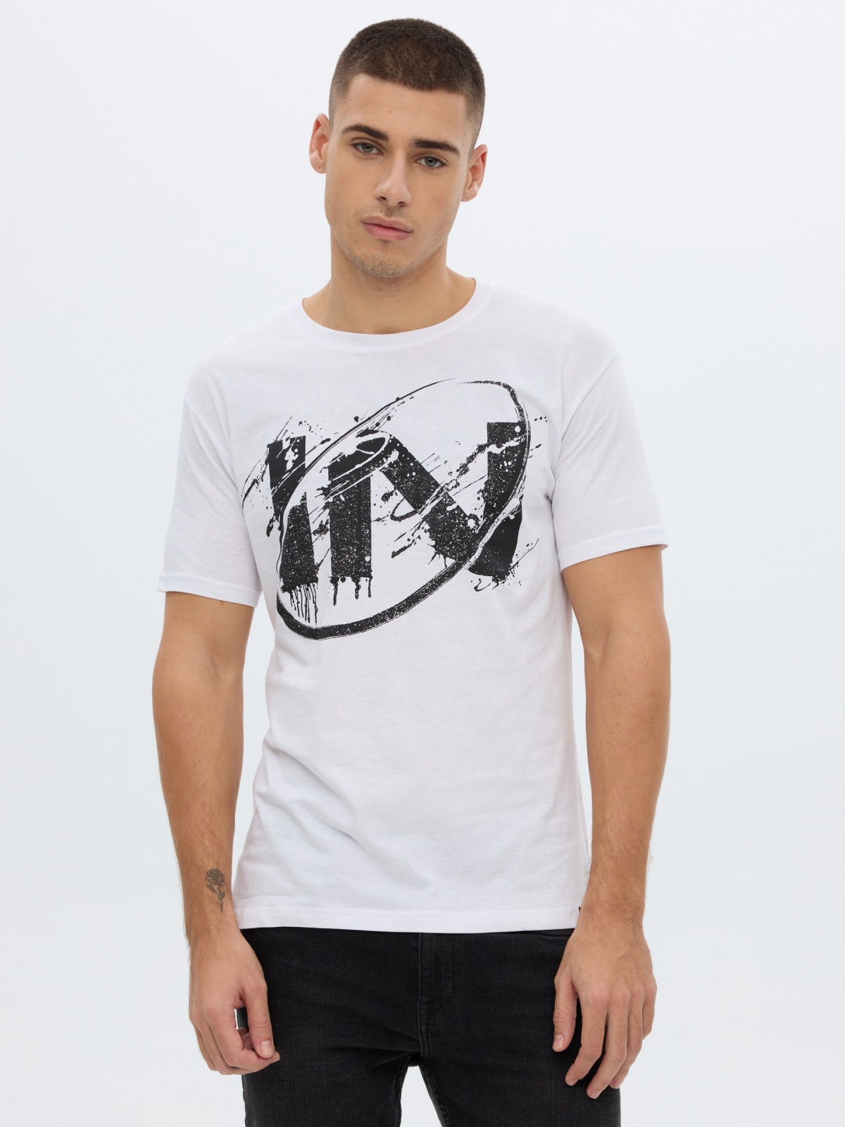Camiseta estampado inside blanco vista media frontal
