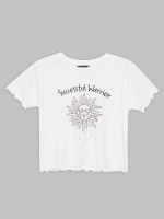 %Pto% Crop curly sun t-shirt beige