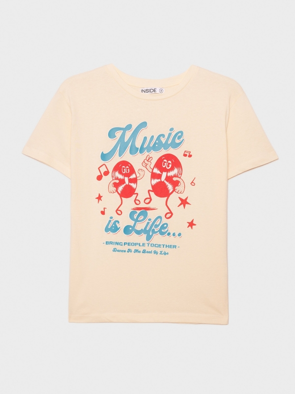  T-shirt de música de grandes dimensões areia