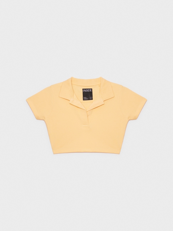  Top com gola polo amarelo claro