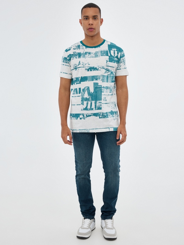 Camiseta total print gris vista general frontal