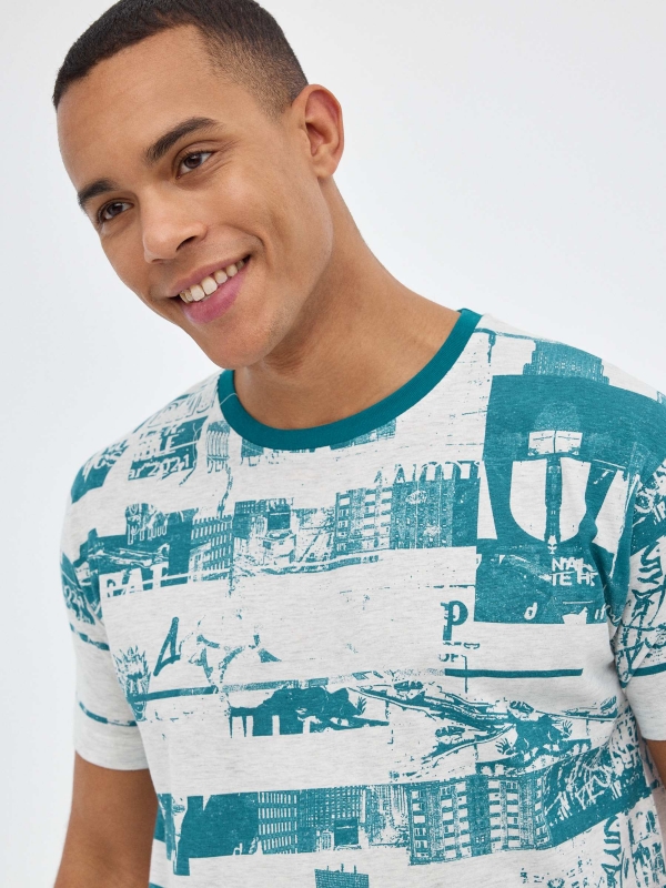 Camiseta total print gris vista detalle