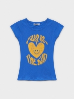 %Pto% T-shirt cor-de-rosa fina azul eléctrico