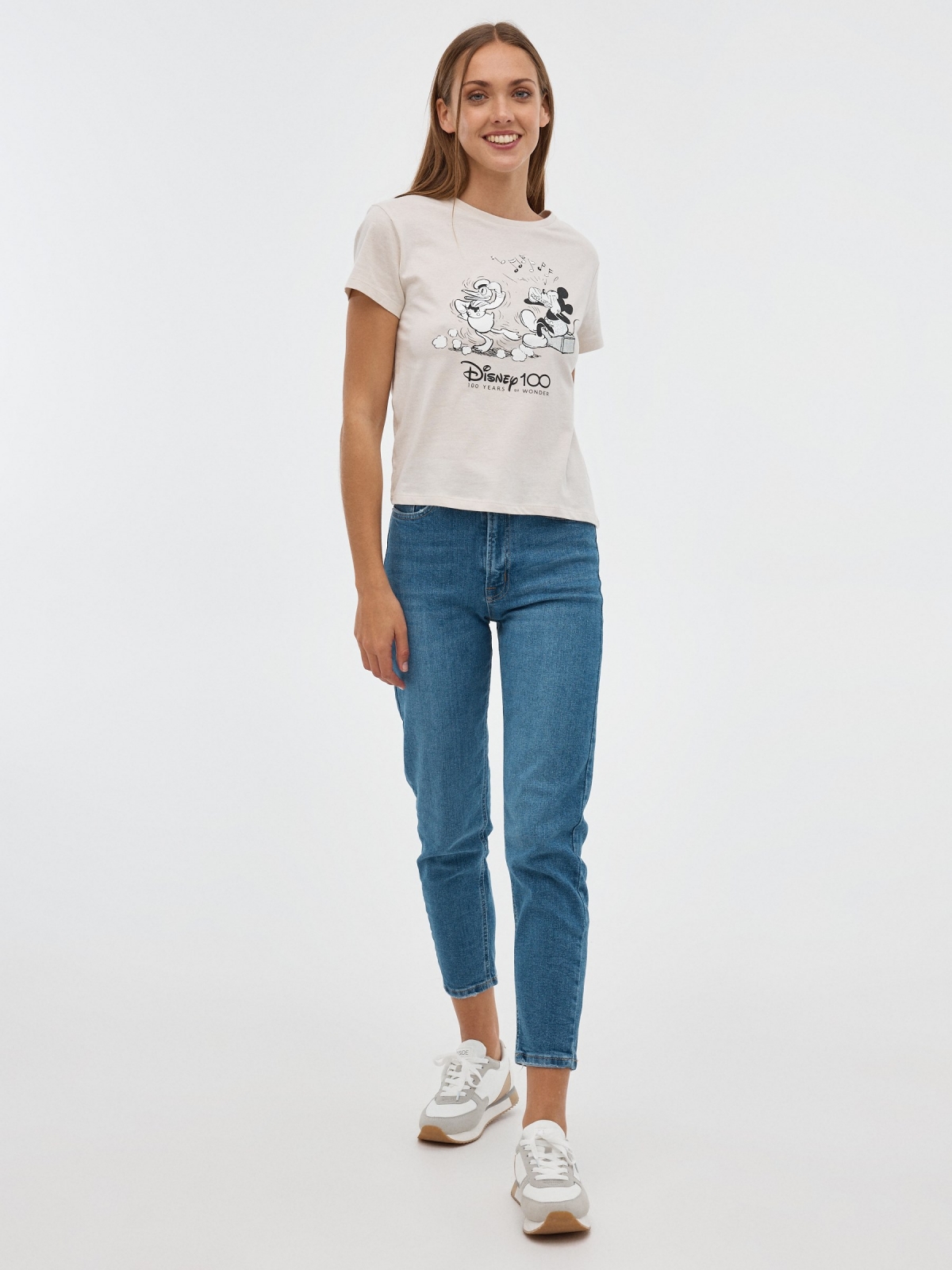 Camiseta print 100 years Disney gris claro vista general frontal