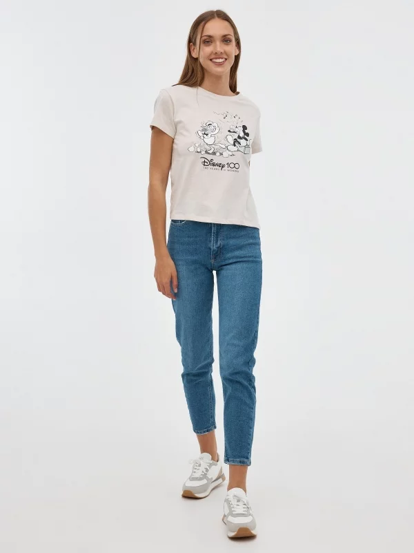 100 anos T-shirt de impressão Disney cinza claro vista geral frontal