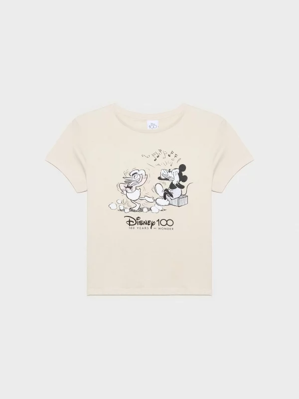  100 anos T-shirt de impressão Disney cinza claro