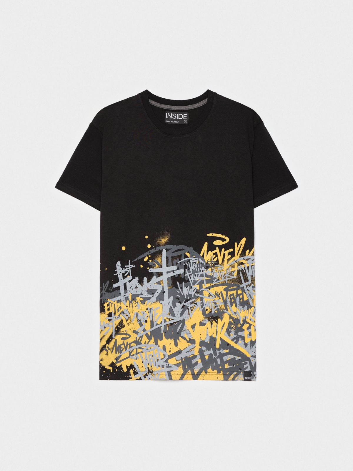  Black t-shirt with graffiti print black