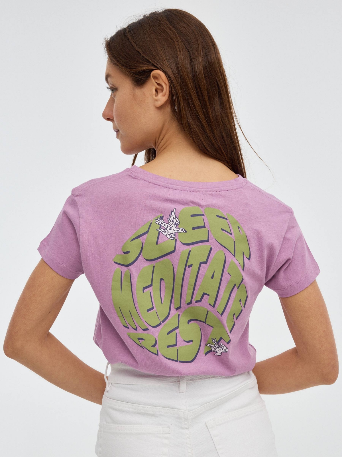 Camiseta Growing the future morado vista media trasera