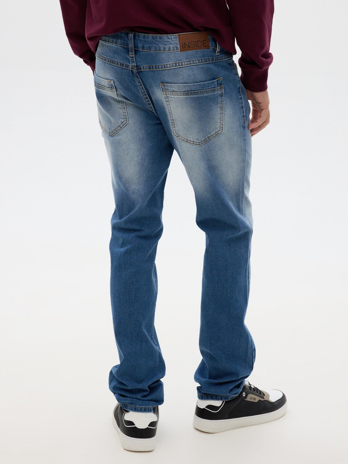 Regular jeans blue middle back view