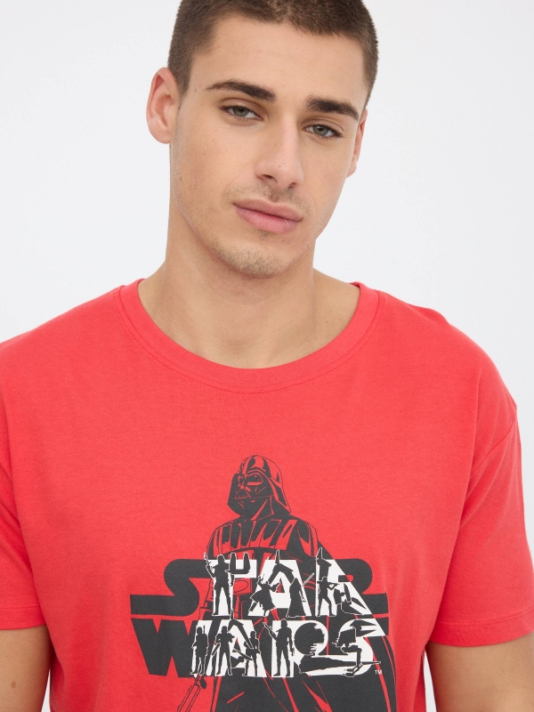 T-shirt Star Wars vermelho vista detalhe