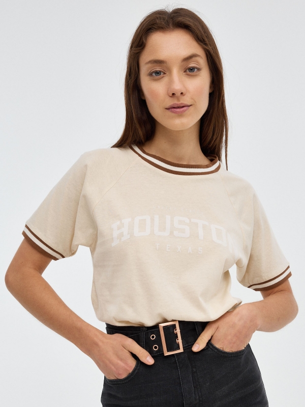 T-shirt Houston Texas areia vista meia frontal