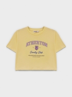%Pto% Purple crop top pastel yellow