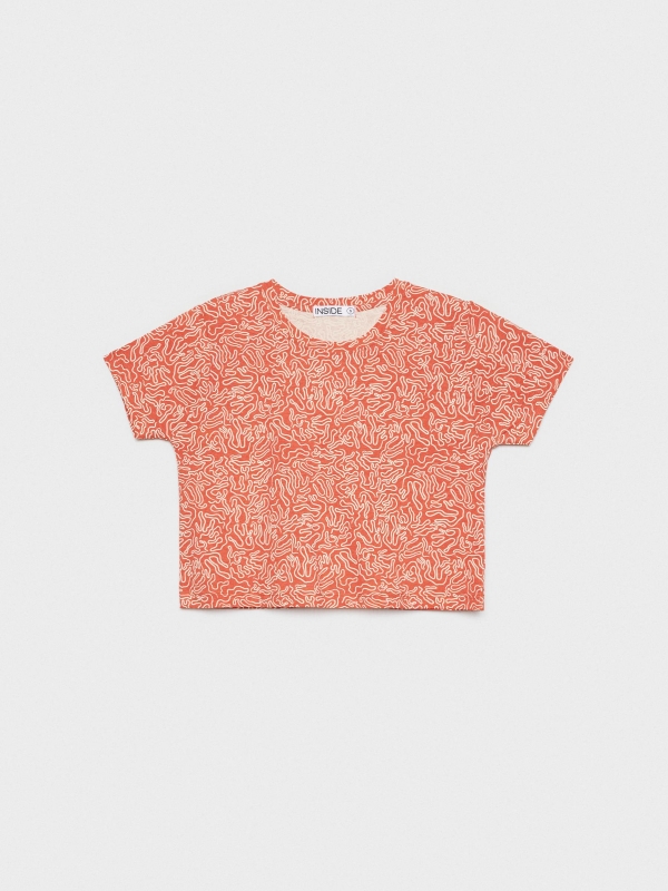  Camiseta crop all over print teja