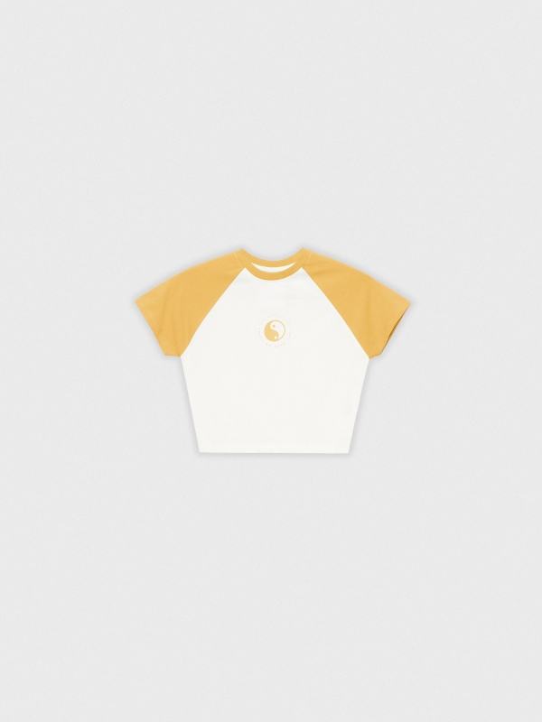  Contrast print t-shirt ochre