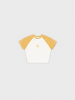 %Pto% Camiseta contrastes print ocre