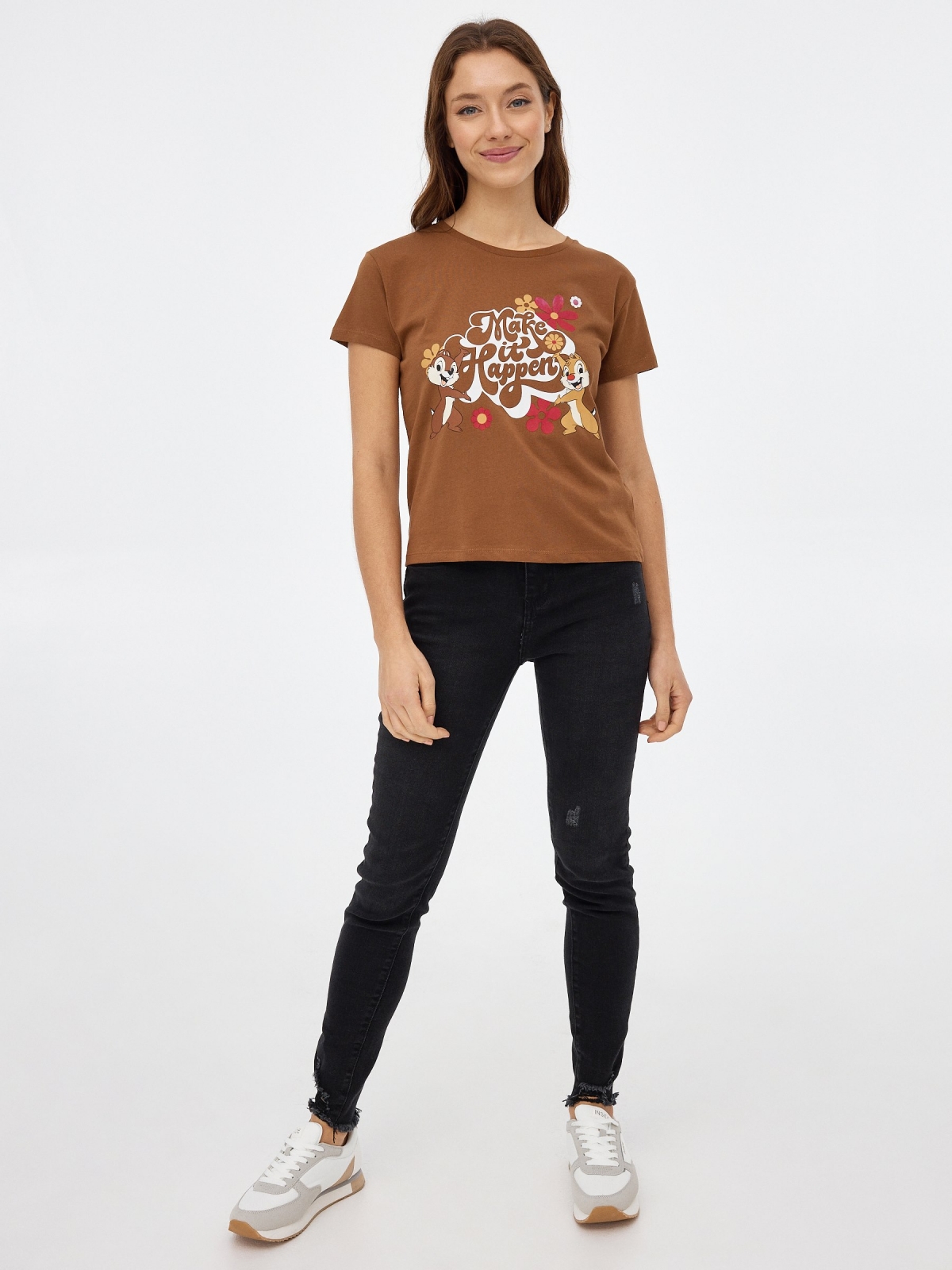 Chip and Chop t-shirt dark brown front view