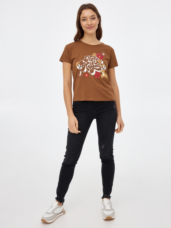 Chip and Chop t-shirt dark brown front view