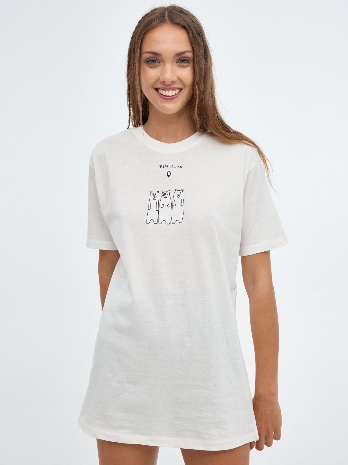 Camiseta oversized In Forest blanco roto vista media frontal