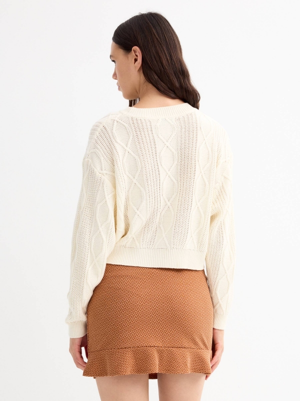 Eights crop sweater off white middle back view