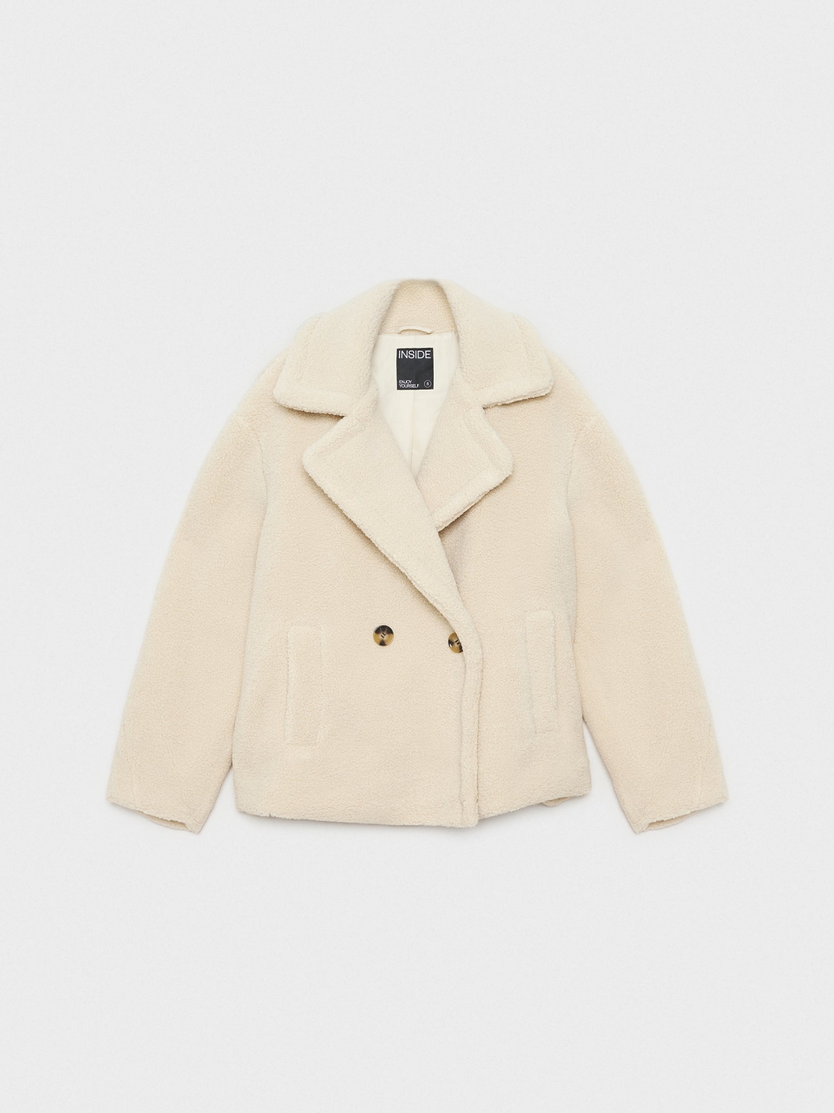  Short sheepskin coat beige front view