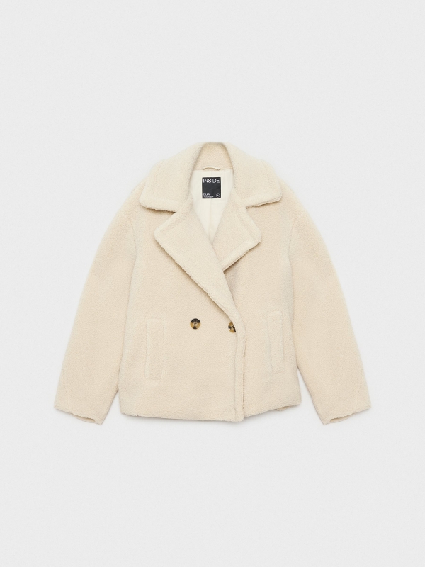  Short sheepskin coat beige front view