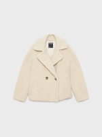 %Pto% Abrigo borreguillo corto beige vista frontal