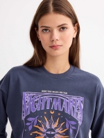%Pto% Sudadera print esotérico azul marino