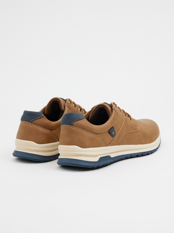 Men's casual shoes camel 45º back view