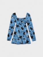 %Pto% Vestido mini print con volante azul