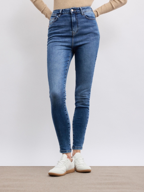 Jeans skinny denim azul vista media frontal