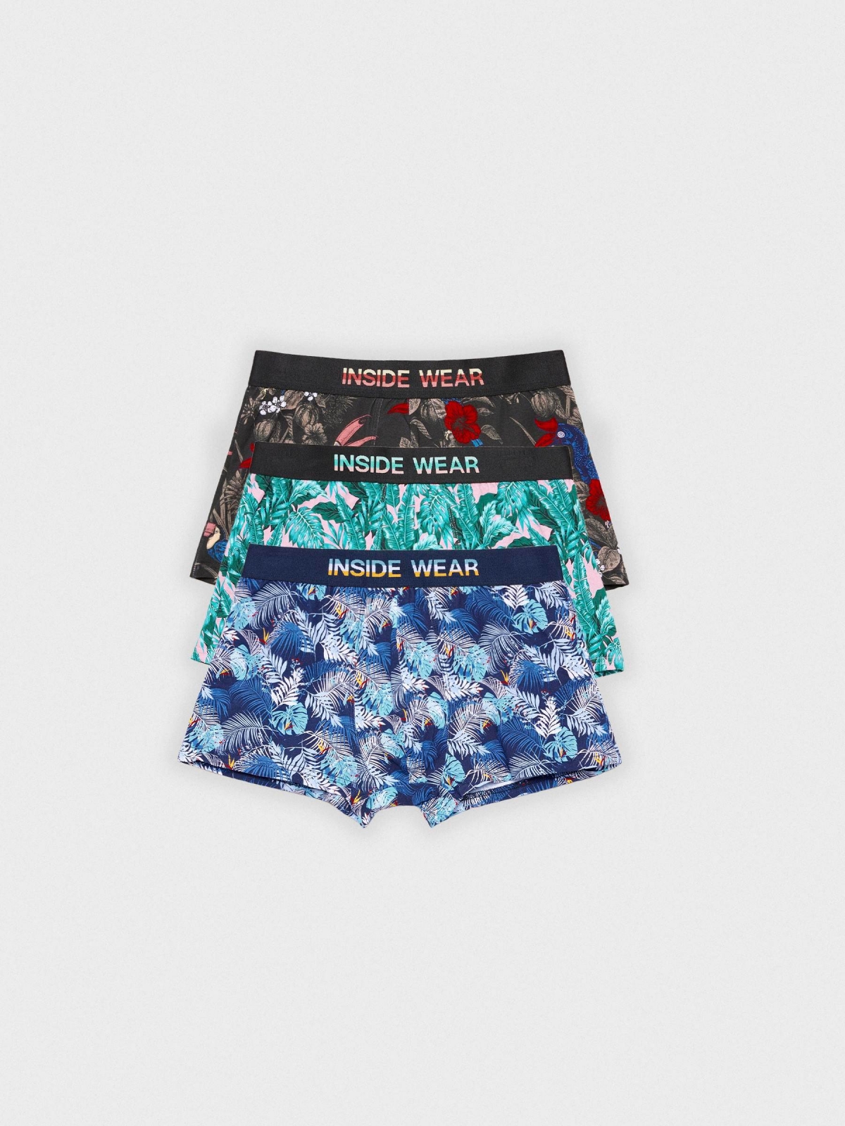 Pack 3 boxers com estampado floral multicolorido