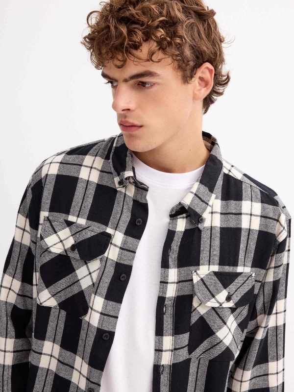  Checked flannel shirt black