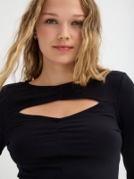 %Pto% T-shirt com corte fino preto