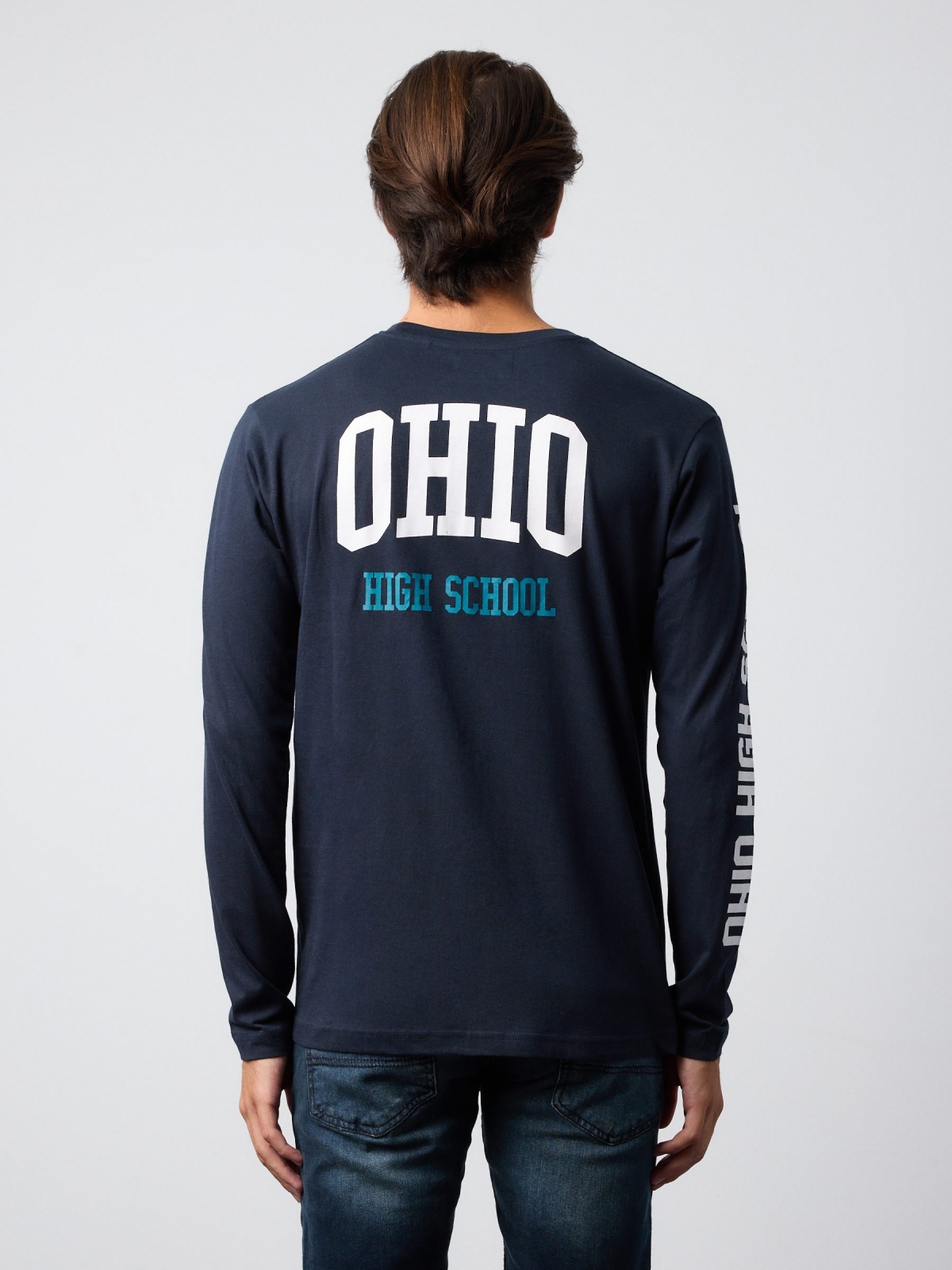 Camiseta print OHIO azul marino vista media trasera