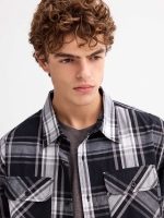%Pto% Camisa cuadros de felpa negro