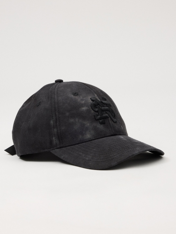 Baseball cap logo black detail view